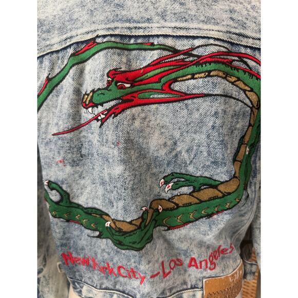 Vintage U.S. Blues Dragon Embroidered Cotton Denim Jacket M - Picture 9 of 10